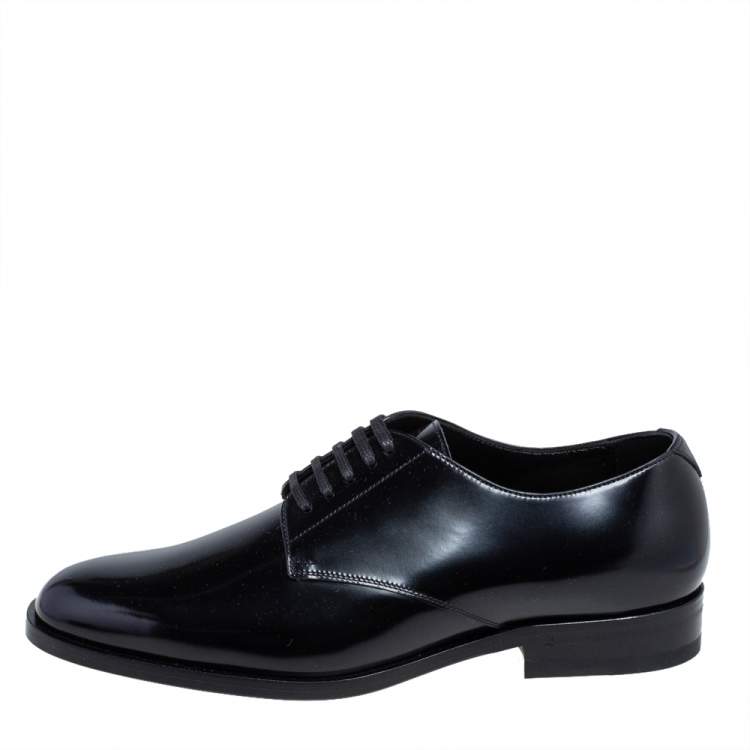 Pre Owned Saint Laurent Black Leather Montaigne Lace Up Derby Size 38.5
