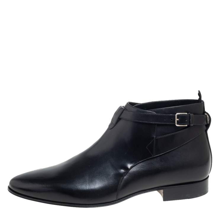 Pre Owned Saint Laurent Black Leather Army Ankle Boots Size 43.5