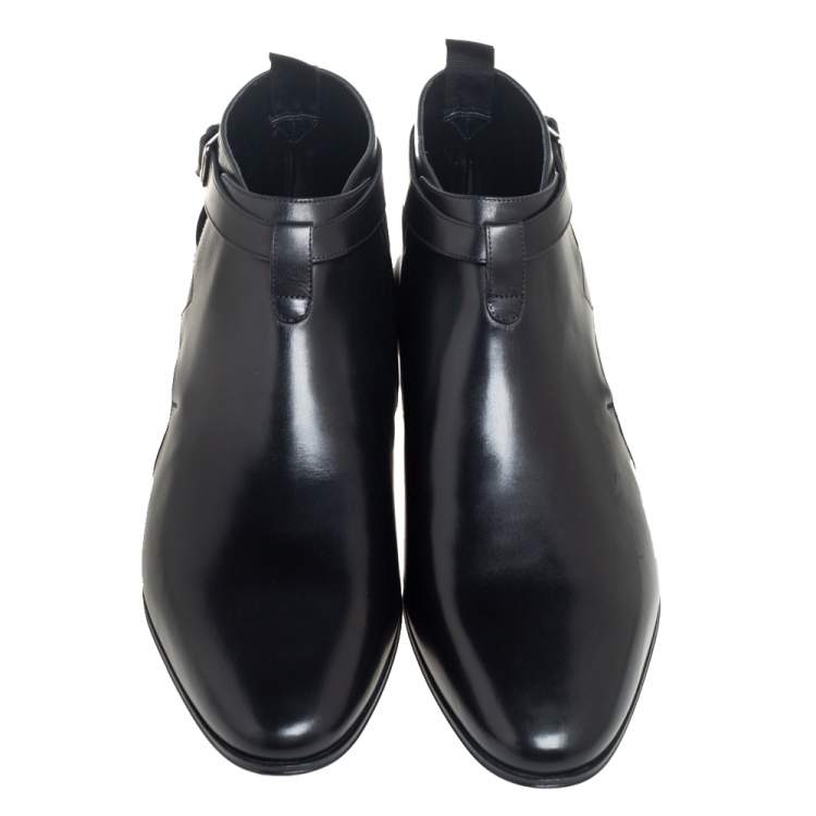 Pre Owned Saint Laurent Black Leather Army Ankle Boots Size 43.5