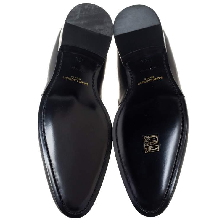 Pre Owned Saint Laurent Black Leather Army Ankle Boots Size 43.5