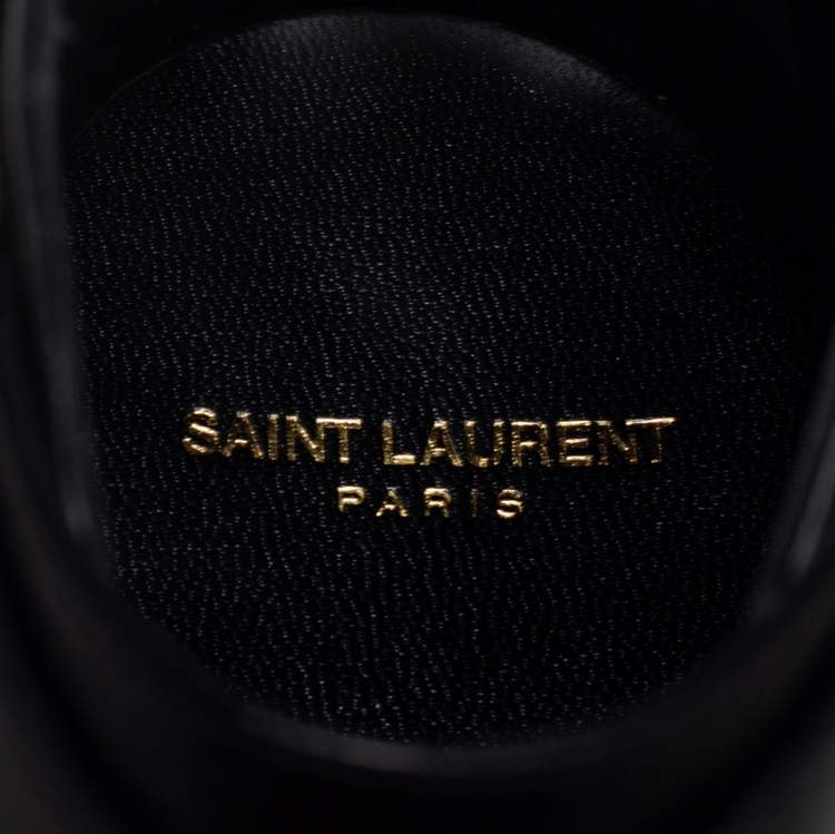 Pre Owned Saint Laurent Black Leather Army Ankle Boots Size 43.5