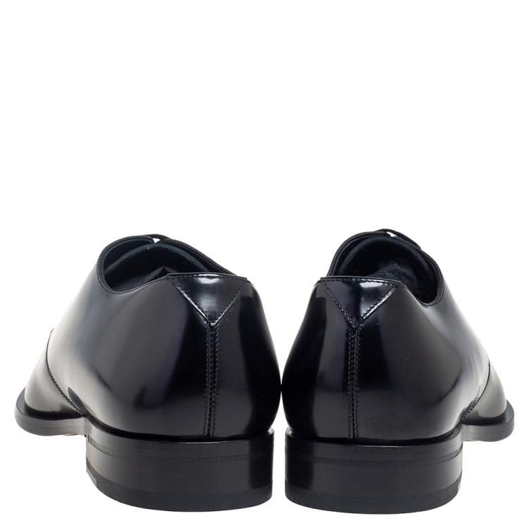 Pre Owned Saint Laurent Black Leather Montaigne Lace Up Derby Size 44.5