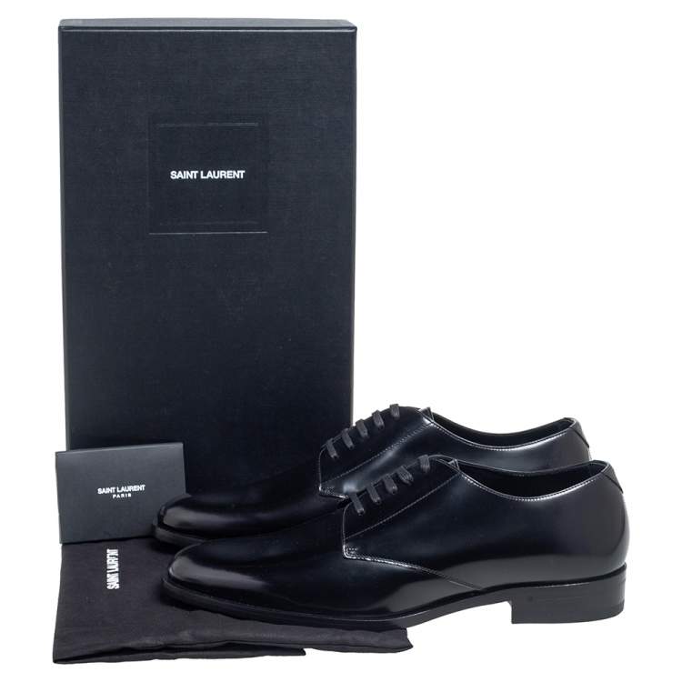 Pre Owned Saint Laurent Black Leather Montaigne Lace Up Derby Size 44.5
