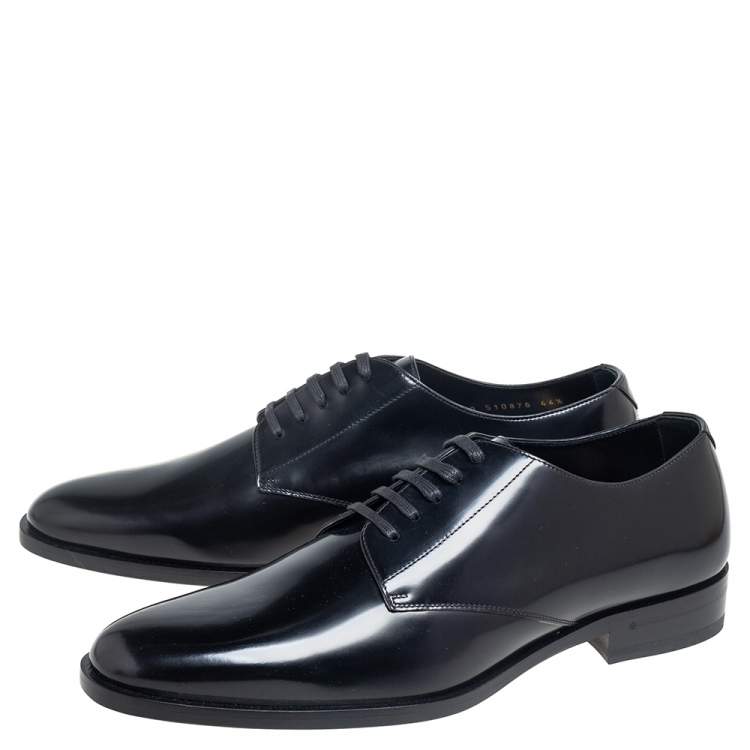 Pre Owned Saint Laurent Black Leather Montaigne Lace Up Derby Size 44.5