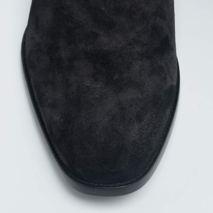 Pre Owned Saint Laurent Black Suede Wyatt Chelsea Ankle Boots Size 45