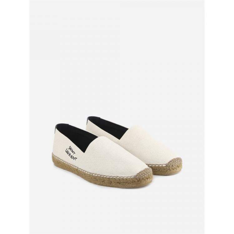 Pre Owned Saint Laurent Beige Canvas Embroidered Espadrilles EU 44.5