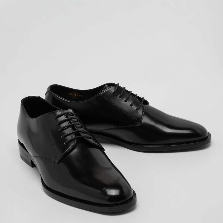 Pre Owned Saint Laurent Black Patent Leather Montaigne Lace Up Derby Size 41.5