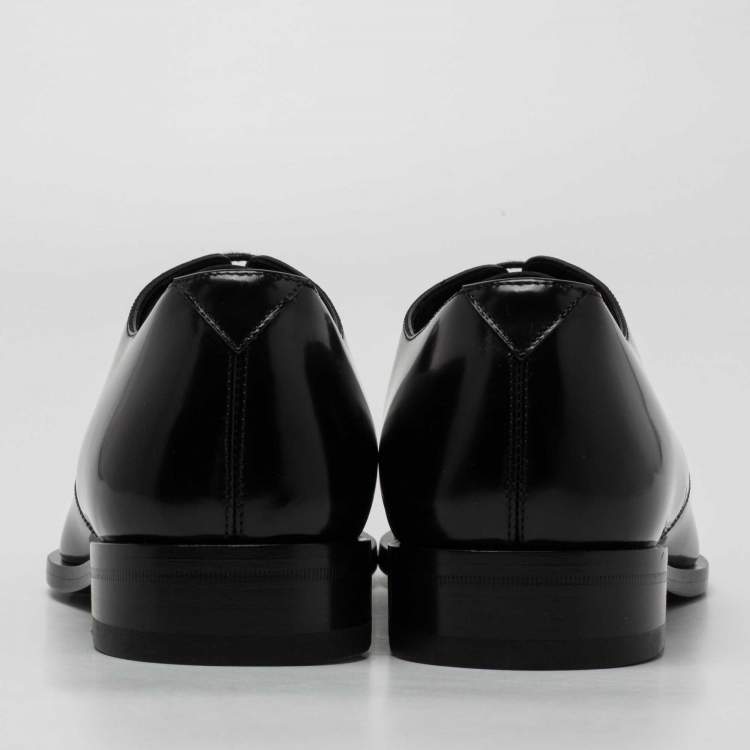 Pre Owned Saint Laurent Black Patent Leather Montaigne Lace Up Derby Size 41.5