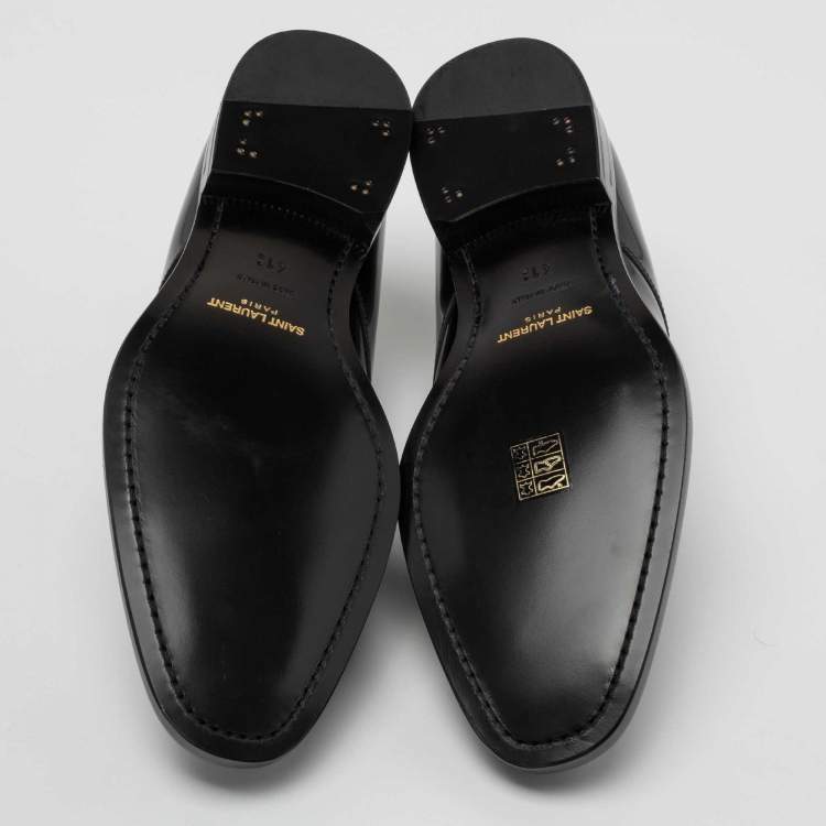 Pre Owned Saint Laurent Black Patent Leather Montaigne Lace Up Derby Size 41.5