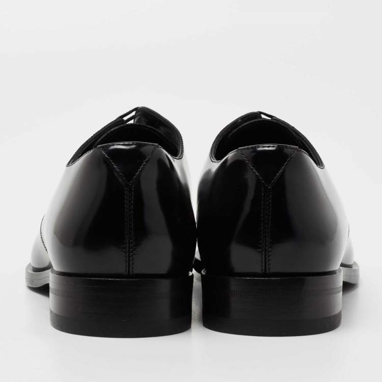 Pre Owned Saint Laurent Black Patent Leather Montaigne Lace Up Derby Size 39.5
