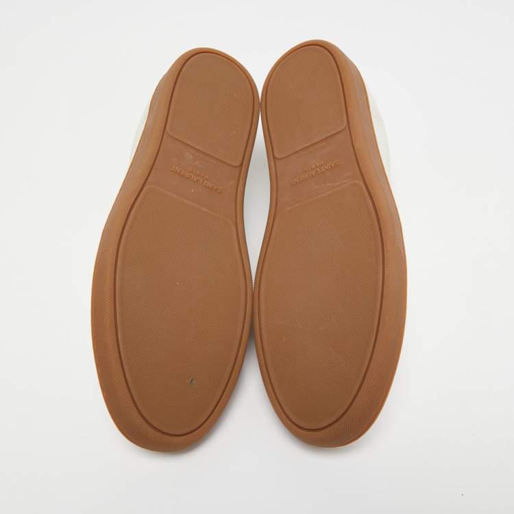 Pre Owned Saint Laurent Tricolor Perforated Leather and Suede Court Classic Low Top Sneakers Size 45
