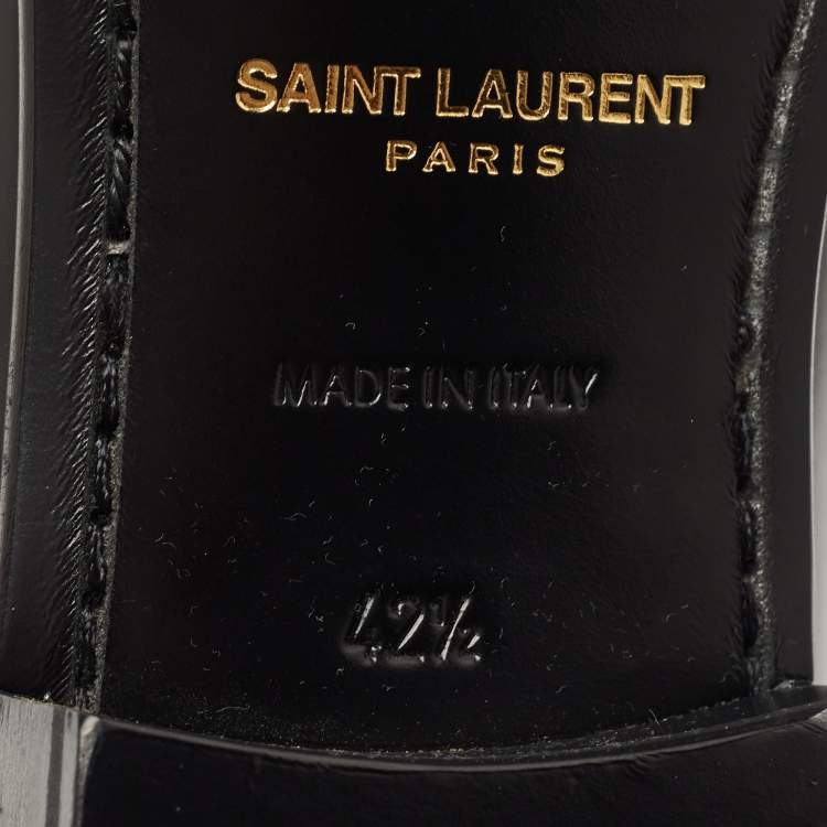 Pre Owned Saint Laurent Black Glossy Leather Zip Ankle Boots Size 42.5
