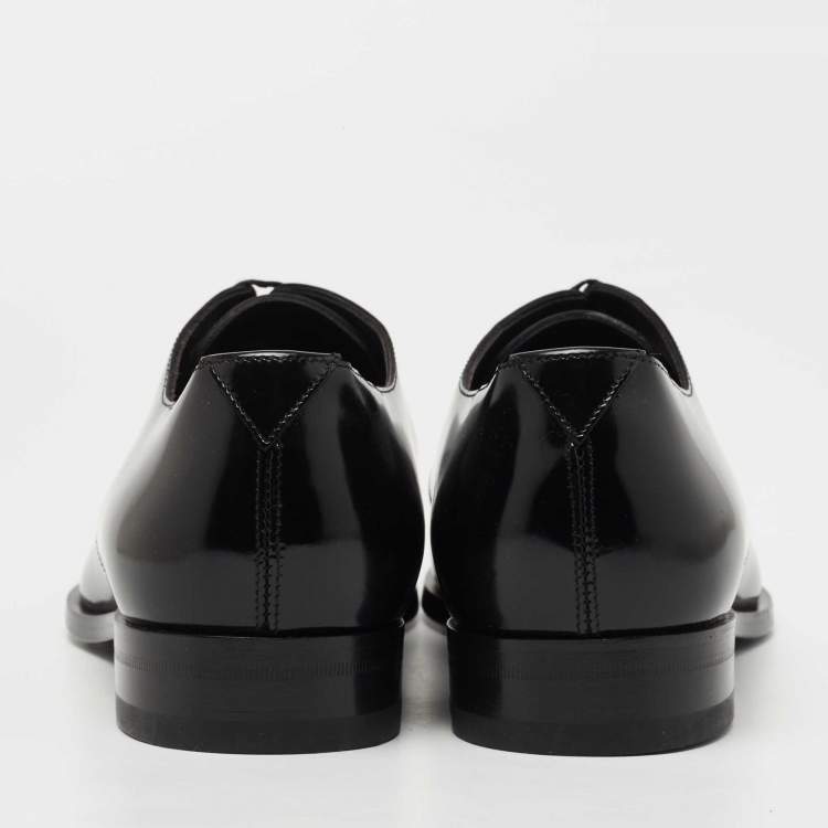 Pre Owned Saint Laurent Black Glossy Leather Montaigne Derby Size 42.5