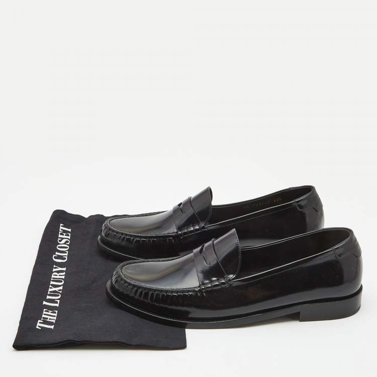 Pre Owned Saint Laurent Black Leather Penny Loafers Size 43.5