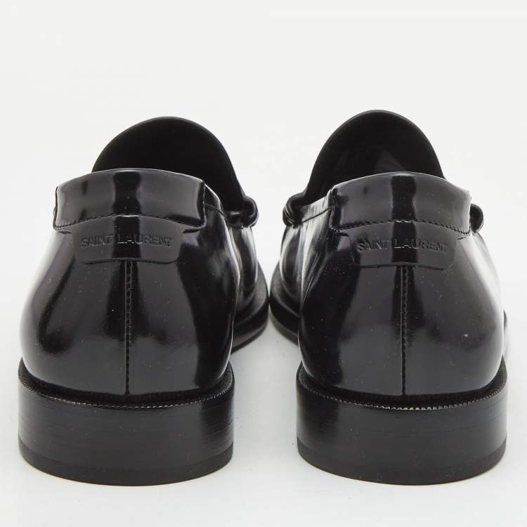 Pre Owned Saint Laurent Black Leather Penny Loafers Size 43.5