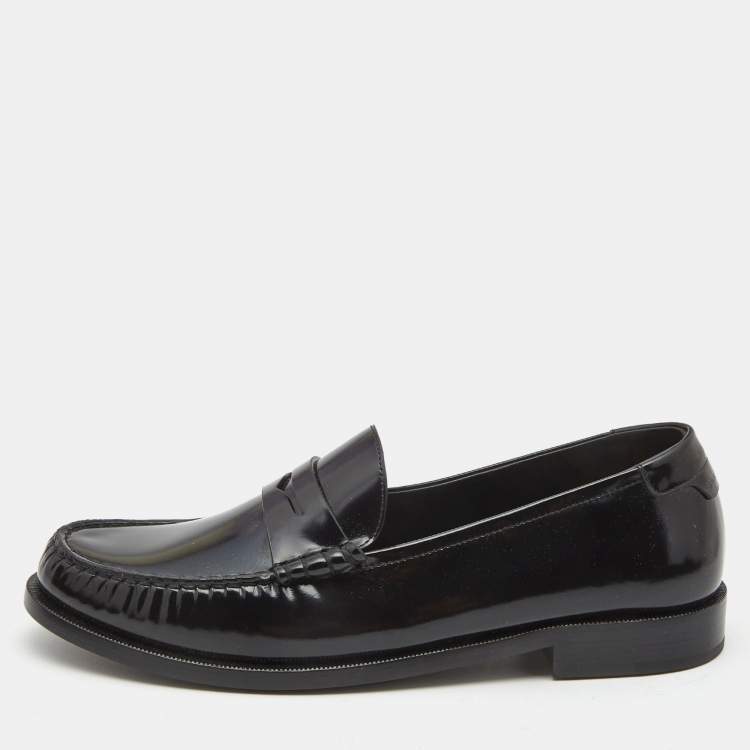 Pre Owned Saint Laurent Black Leather Penny Loafers Size 43.5