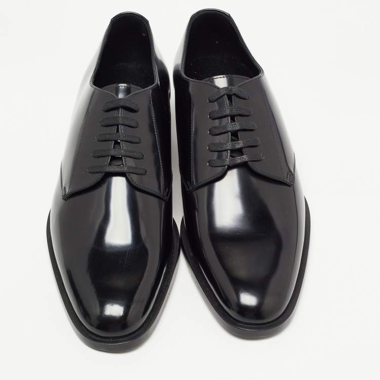 Pre Owned Saint Laurent Black Leather Lace Up Oxfords Size 43