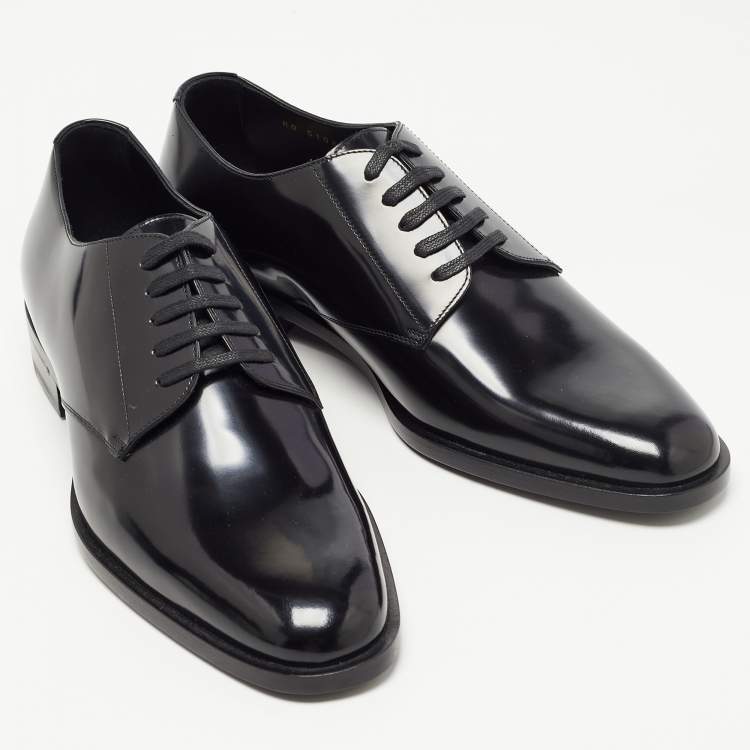 Pre Owned Saint Laurent Black Leather Lace Up Oxfords Size 43