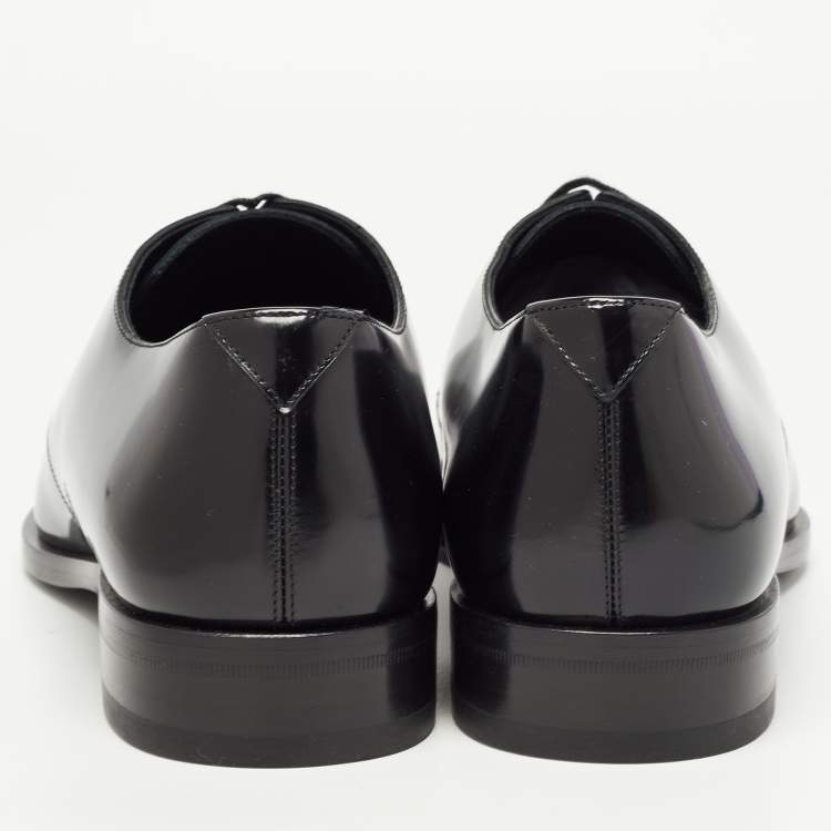 Pre Owned Saint Laurent Black Leather Lace Up Oxfords Size 43