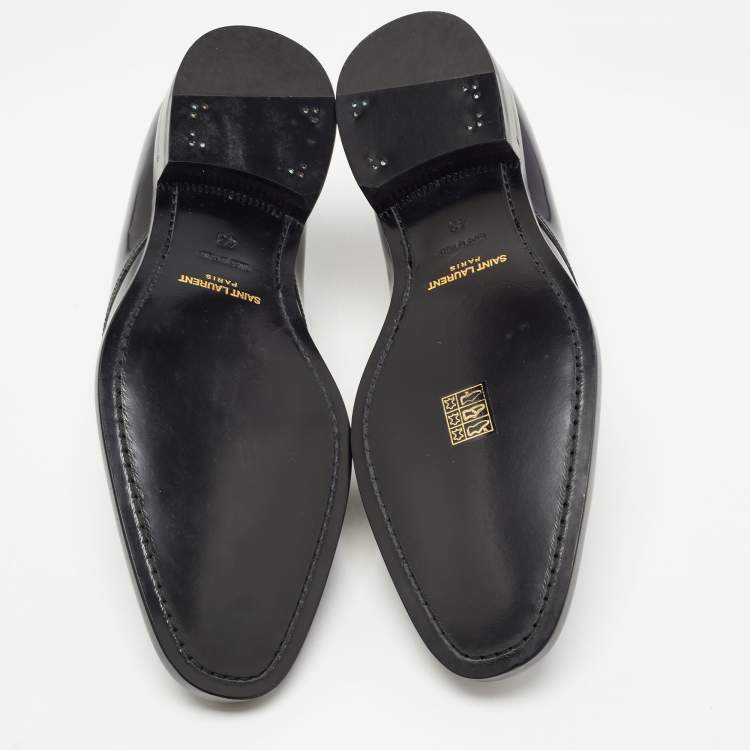 Pre Owned Saint Laurent Black Leather Lace Up Oxfords Size 43