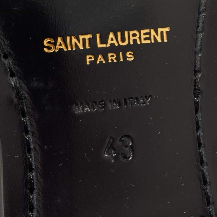 Pre Owned Saint Laurent Black Leather Lace Up Oxfords Size 43