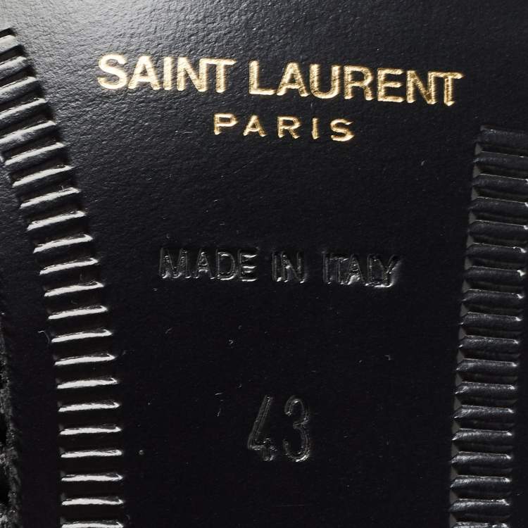 Pre Owned Saint Laurent Black Leather Slip On Loafers Size 43