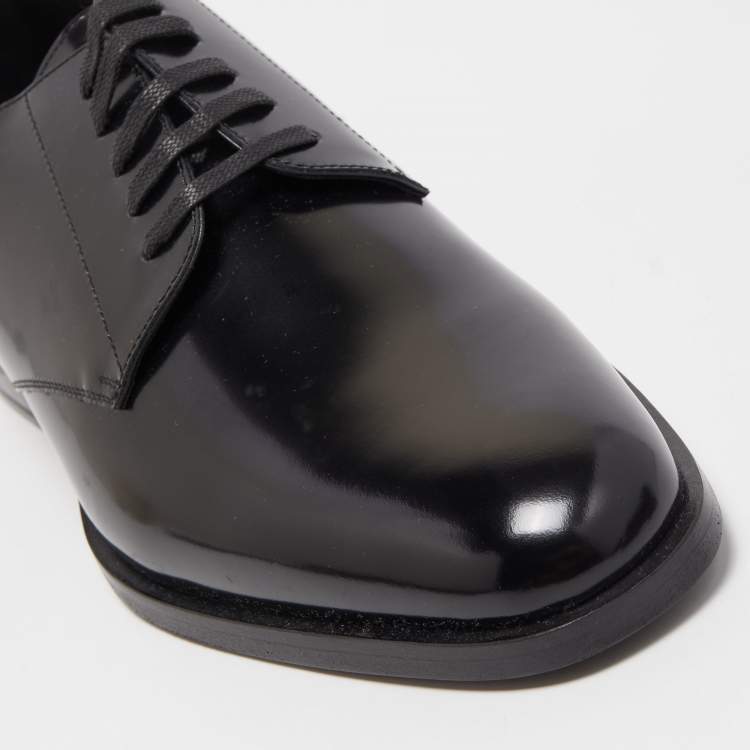 Pre Owned Saint Laurent Black Leather Lace Up Oxfords Size 44