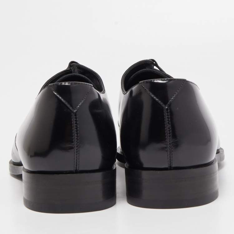 Pre Owned Saint Laurent Black Leather Lace Up Oxfords Size 44