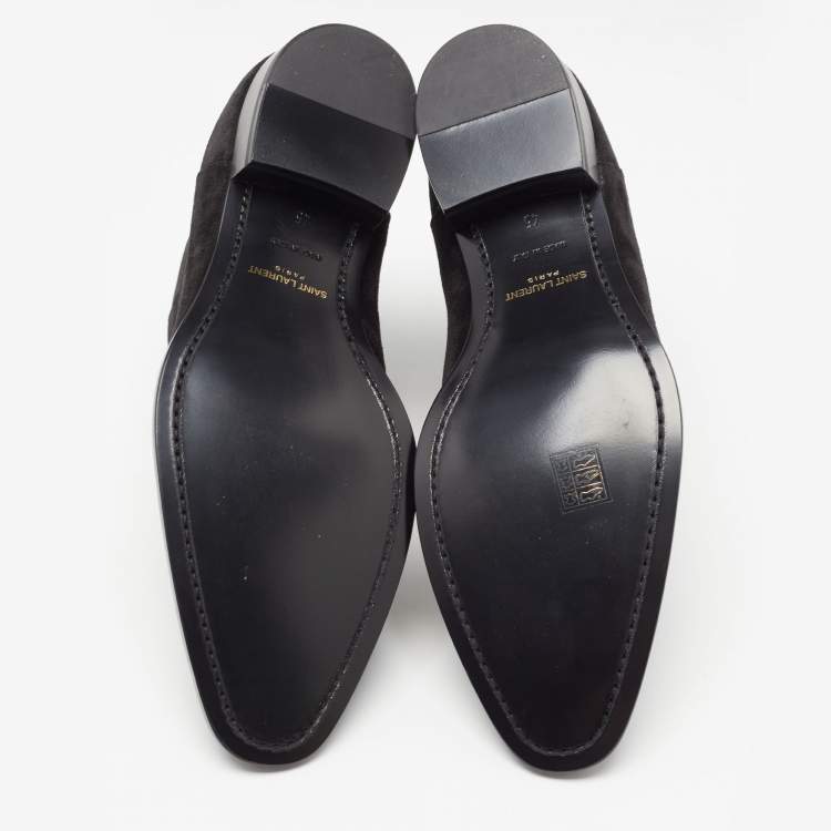 Pre Owned Saint Laurent Black Suede Ankle Length Chelsea Boots Size 45