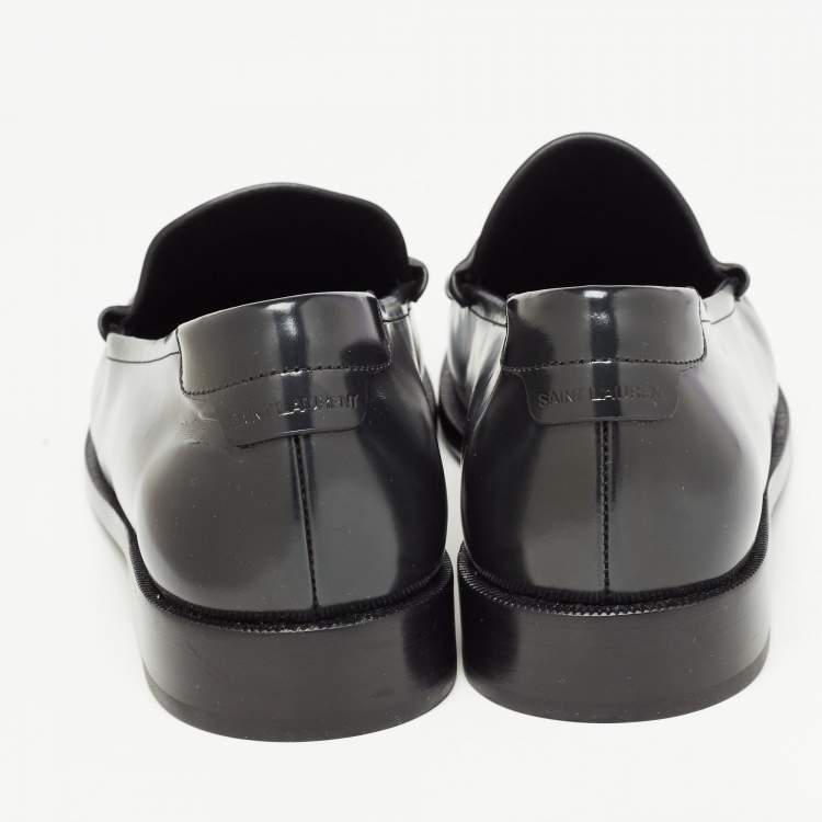 Pre Owned Saint Laurent Black Leather Penny Loafers Size 44.5
