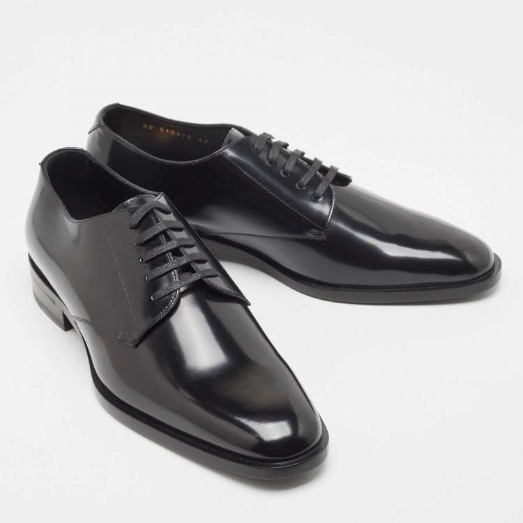Pre Owned Saint Laurent Black Leather Lace Up Derby Size 43