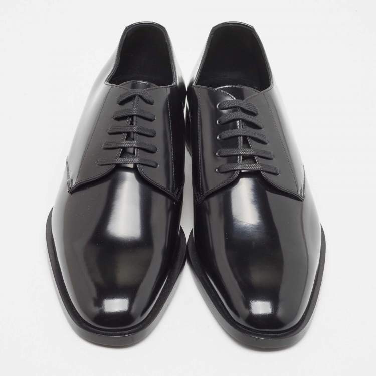 Pre Owned Saint Laurent Black Leather Lace Up Derby Size 43