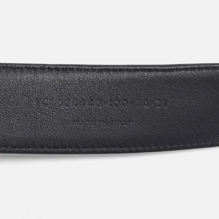 Pre Owned Saint Laurent Black Leather Monogram Buckle Belt 100CM
