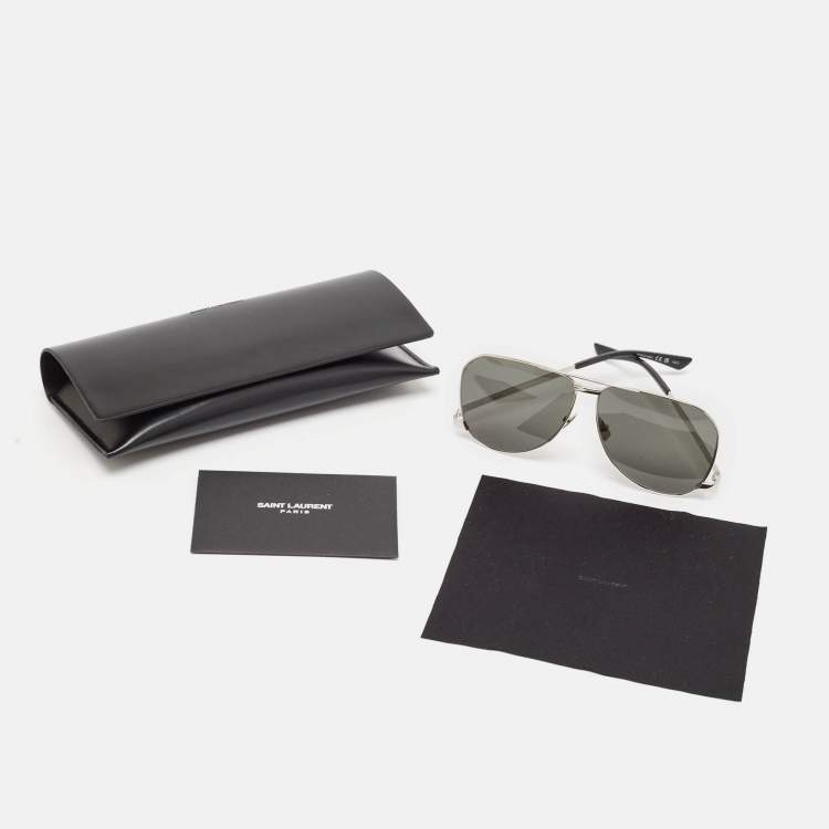 Pre Owned Saint Laurent Black SL 690 DUST Aviator Sunglasses