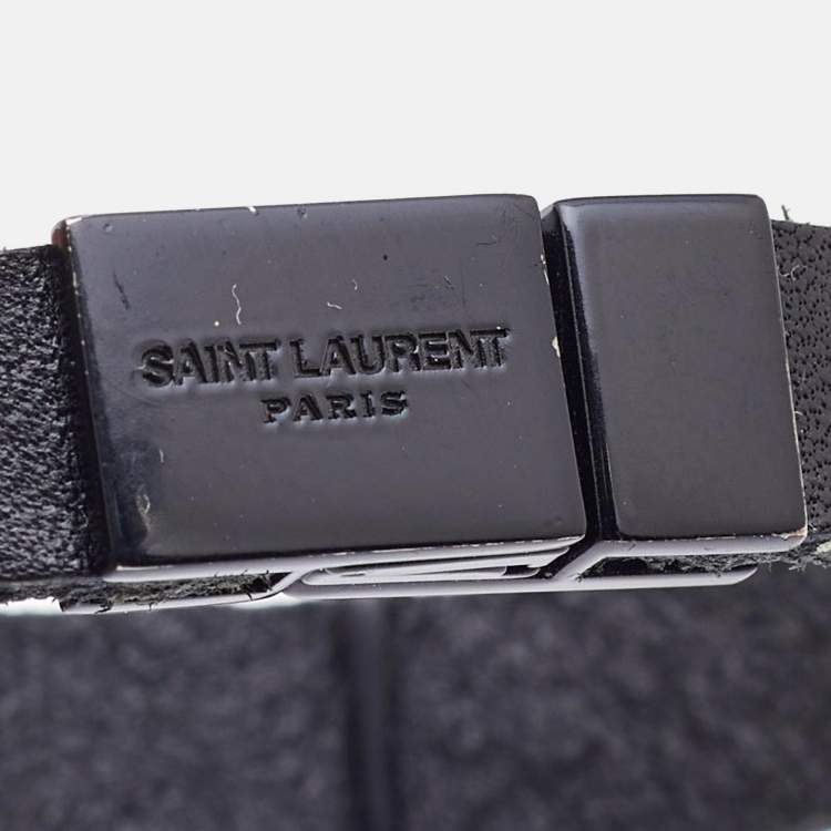 Pre Owned Saint Laurent Paris Opyum Leather Black Tone Bracelet