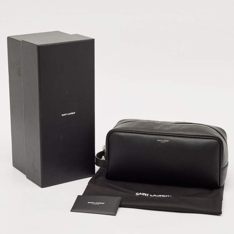 Pre Owned Saint Laurent Black Leather Grooming Case