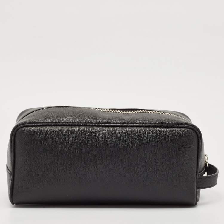 Pre Owned Saint Laurent Black Leather Grooming Case