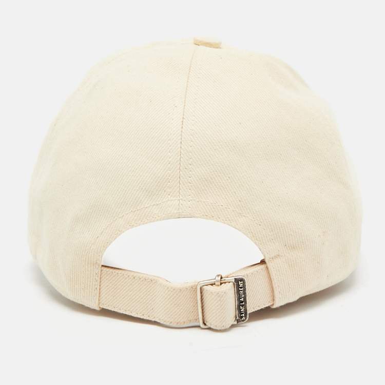 Pre Owned Saint Laurent Paris Beige Logo Applique Cotton Baseball Cap Size 59