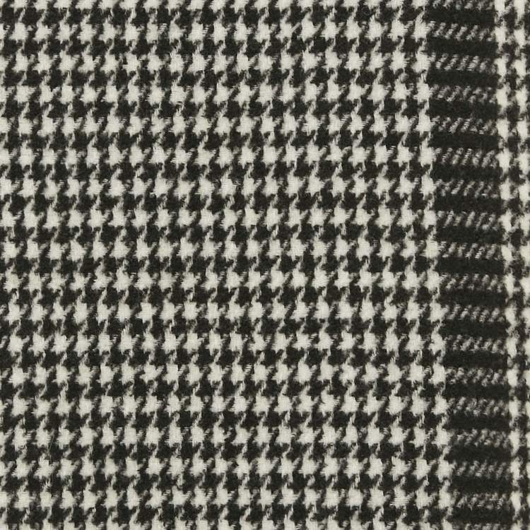 Pre Owned Saint Laurent Monochrome Houndstooth Wool Fringed Scarf