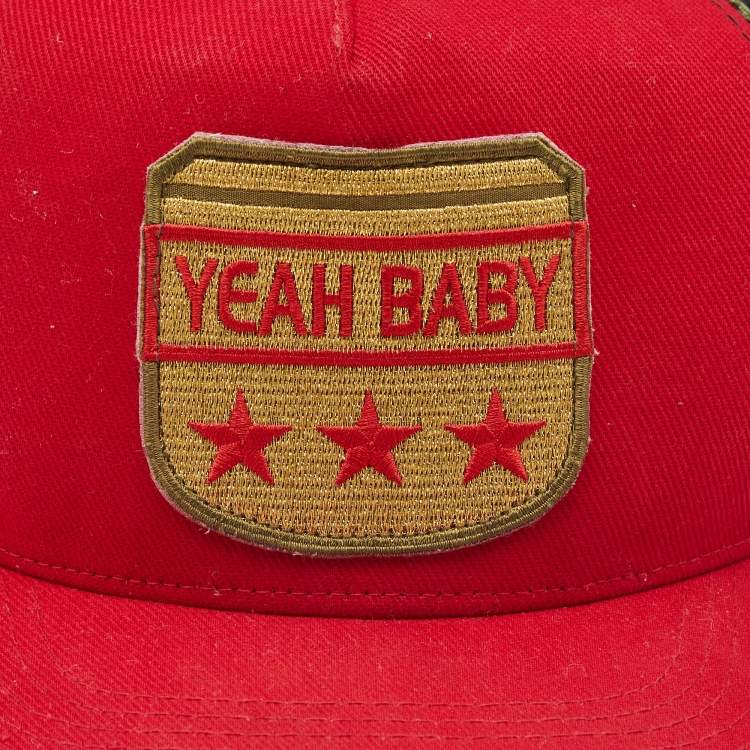 Pre Owned Saint Laurent Red Cotton Yeah Baby Trucker Cap