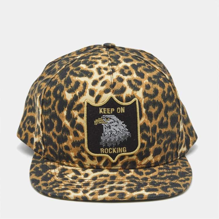 Pre Owned Saint Laurent Leopard Print Keep on Rocking Eagle Cap 