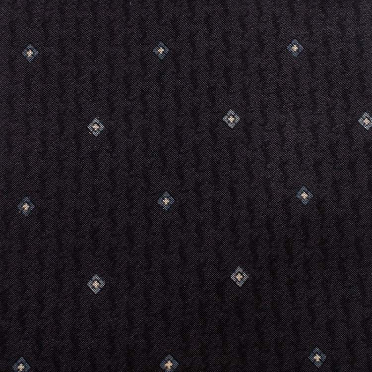 Pre Owned Yves Saint Laurent Paris Vintage Grey Motif Print Silk Tie