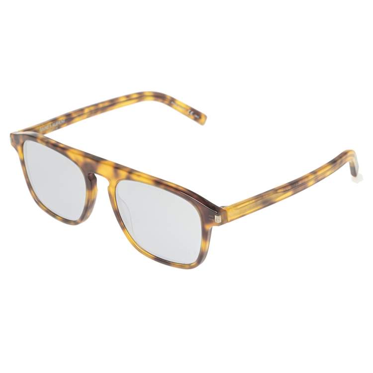 Pre Owned Saint Laurent Brown Tortoise SL 158 Mirror Wayfarer Sunglasses