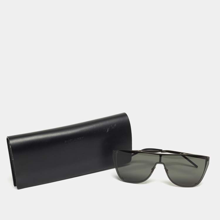 Pre Owned Saint Laurent Black SL-1 B Mask Shield Sunglasses