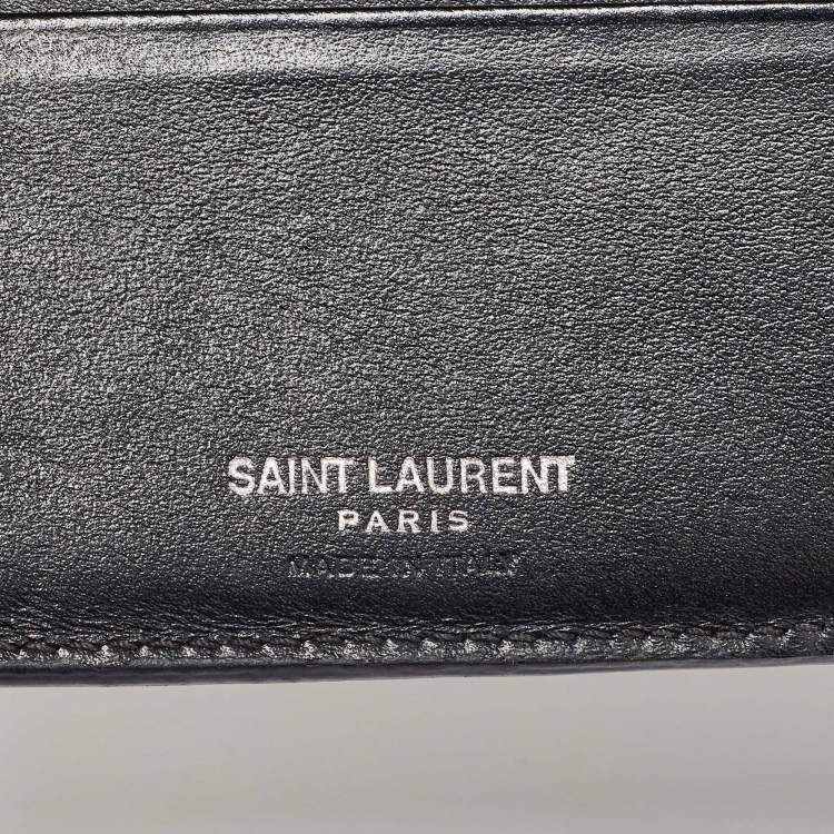 Pre Owned Saint Laurent Black Leather Lightning Bolt Bifold Wallet