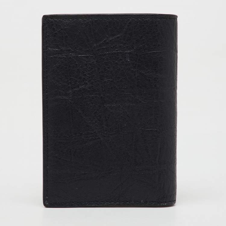 Pre Owned Saint Laurent Black Croc Embossed Leather Bifold Card Holder