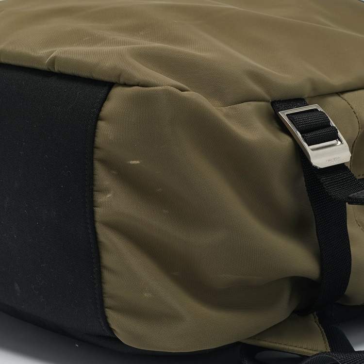 Pre Owned Saint Laurent Army Green/Black Nylon Backpack