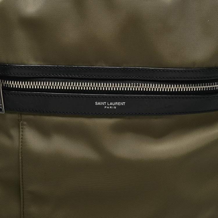 Pre Owned Saint Laurent Army Green/Black Nylon Backpack