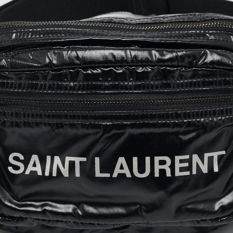 Pre Owned Saint Laurent Black Nylon Logo Belt Bag