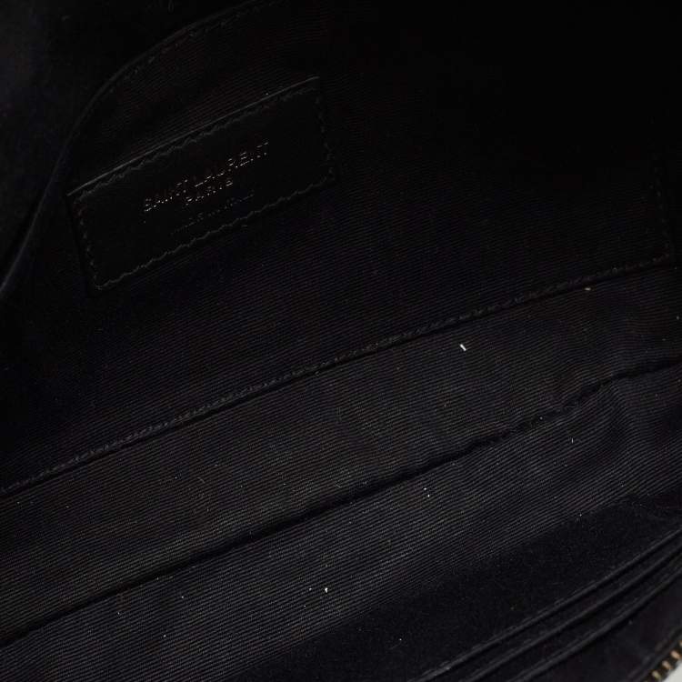 Pre Owned Saint Laurent Black Leather Cassandre Belt Bag